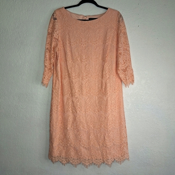 Jessica Howard Dresses & Skirts - Jessica Howard Size 14W Knee Length Lace Women Peach Dress
